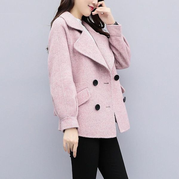 women's wool & blends woolen jacket ladies short paragraph 2021 autumn winter korean double breasted female casual loose coat tide lq44, Black
women's wool & blends woolen jacket ladies short paragraph 2021 autumn winter korean double breasted female casual loose coat tide lq44, Black