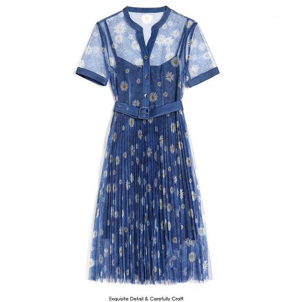 xz700063 summer 2020 women's clothing new french daisy printed mesh mid-length pleated dress1, Black;gray
xz700063 summer 2020 women's clothing new french daisy printed mesh mid-length pleated dress1, Black;gray