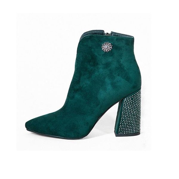 women block high heels 9.3cm zipper crystal rhinestone ankle boots gree genuine leather flock women boots feminina v543-296, Black
women block high heels 9.3cm zipper crystal rhinestone ankle boots gree genuine leather flock women boots feminina v543-296, Black