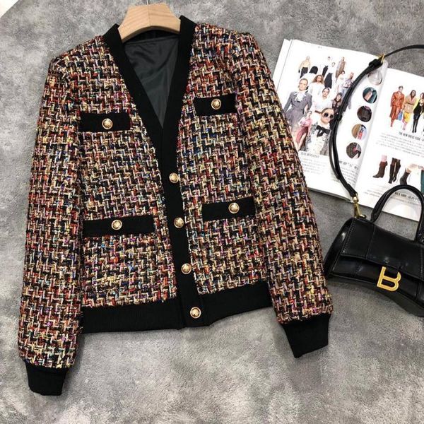 women's wool & blends to restore ancient ways small sweet wind coat color line weave a brief paragraph tweed v-neck gold buckle jacket, Black
women's wool & blends to restore ancient ways small sweet wind coat color line weave a brief paragraph tweed v-neck gold buckle jacket, Black