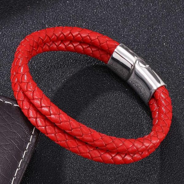 tennis red/black double layer braided leather bracelet men fashion jewelry stainless steel magnetic clasp charm bangles gift, Golden;silver
tennis red/black double layer braided leather bracelet men fashion jewelry stainless steel magnetic clasp charm bangles gift, Golden;silver