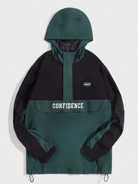men patch detail letter graphic two tone drawstring hooded jacket c6to#, Black;brown
men patch detail letter graphic two tone drawstring hooded jacket c6to#, Black;brown