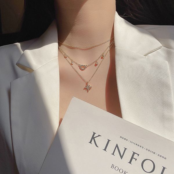 2020 new american style necklace women's luxury design sense of indifference love clavicle chain, Silver
2020 new american style necklace women's luxury design sense of indifference love clavicle chain, Silver