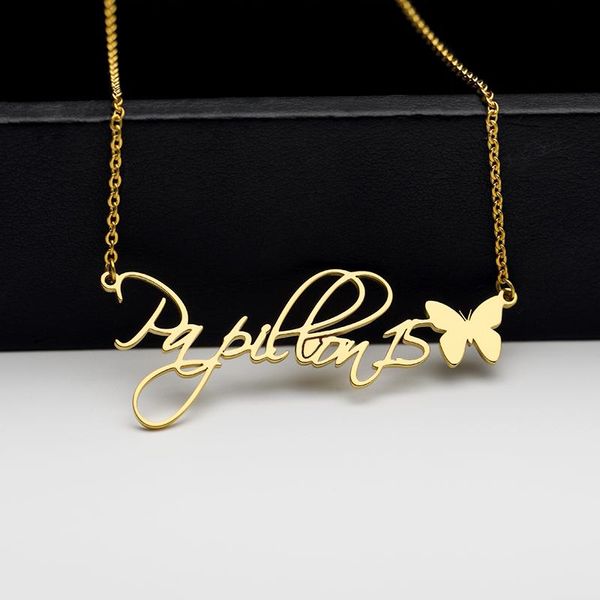pendant necklaces stainless steel exquisite butterfly name script style custom letter choker collar handmade women jewelry, Silver
pendant necklaces stainless steel exquisite butterfly name script style custom letter choker collar handmade women jewelry, Silver