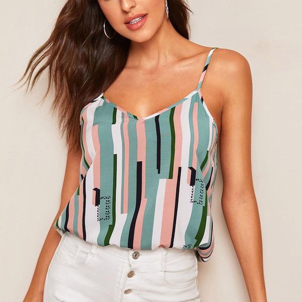 2019 new tank women clothes casual colorblock striped vest camis fashion sleeveless v-neck blouse female haut femme bb4 t200706, White
2019 new tank women clothes casual colorblock striped vest camis fashion sleeveless v-neck blouse female haut femme bb4 t200706, White