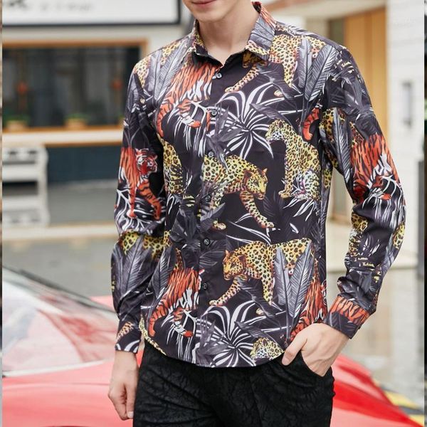 men shirt long sleeve slim fit mens shirts spring street youth casual fashion leopard pattern printed men shirt1, White;black
men shirt long sleeve slim fit mens shirts spring street youth casual fashion leopard pattern printed men shirt1, White;black