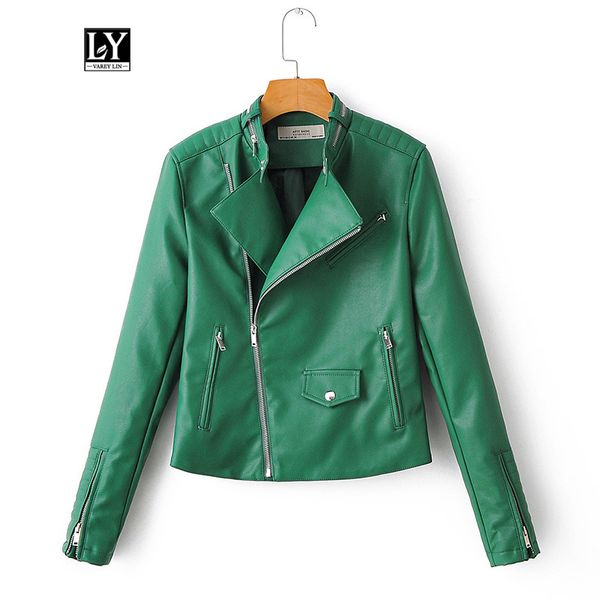 ly varey lin faux soft leather pu jacket women rivet zipper slim biker coats female casual faux leather black green outwear 201030
ly varey lin faux soft leather pu jacket women rivet zipper slim biker coats female casual faux leather black green outwear 201030