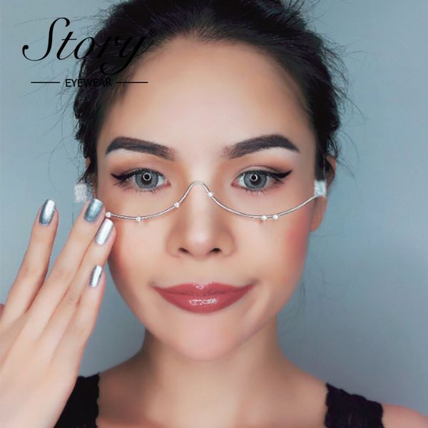 story brand crystal rhinestone half frame women fashion cateye sun glasses without lens decoration 90s sunglasses, White;black
story brand crystal rhinestone half frame women fashion cateye sun glasses without lens decoration 90s sunglasses, White;black