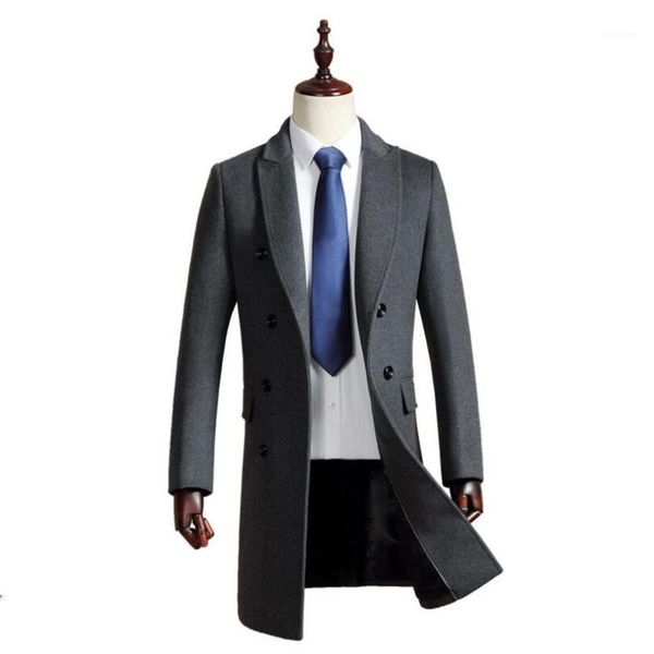 2020 winter woolen coat men double breasted overcoat outwear casual slim long cotton trench coat w11531, Black
2020 winter woolen coat men double breasted overcoat outwear casual slim long cotton trench coat w11531, Black