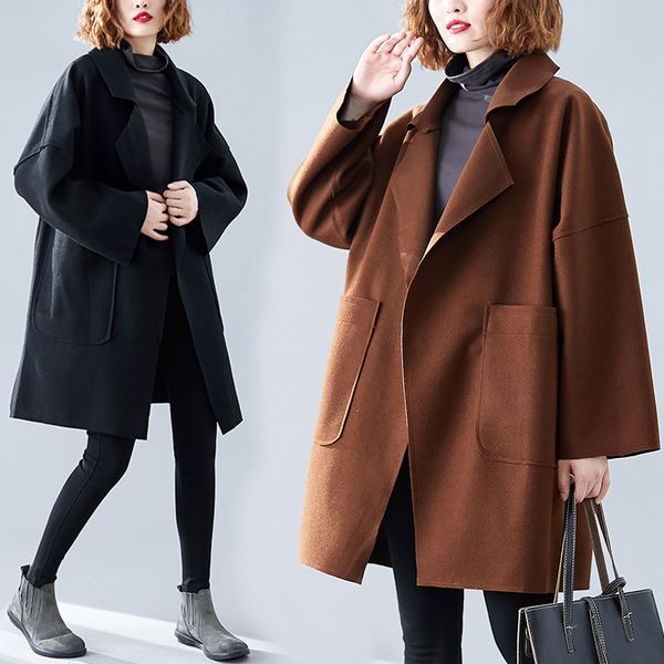 plus size women jacket 2021 new autumn winter korean loose solid big pocket woolen coat female overcoat abrigos 4xl z660, Black
plus size women jacket 2021 new autumn winter korean loose solid big pocket woolen coat female overcoat abrigos 4xl z660, Black