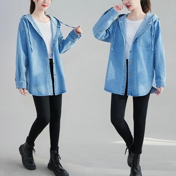 women's jackets plus size spring denim for women hooded large long sleeve blue cowboy coat oversized female boyfriend style, Black;brown
women's jackets plus size spring denim for women hooded large long sleeve blue cowboy coat oversized female boyfriend style, Black;brown