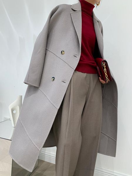 women's wool & blends 100% high end water ripple lines design feeling female han edition double sided cloth cashmere coat, Black
women's wool & blends 100% high end water ripple lines design feeling female han edition double sided cloth cashmere coat, Black