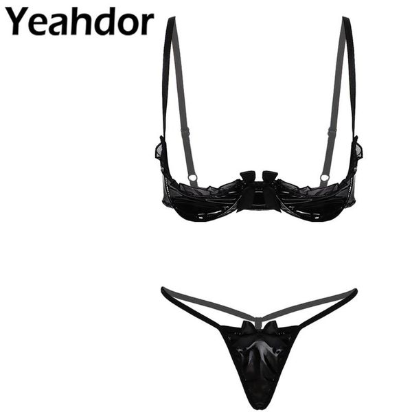 bras sets womens babydolls lingerie set lace trimmed underwired bra with bowknot decor g-string briefs patent leather erotic, Red;black
bras sets womens babydolls lingerie set lace trimmed underwired bra with bowknot decor g-string briefs patent leather erotic, Red;black