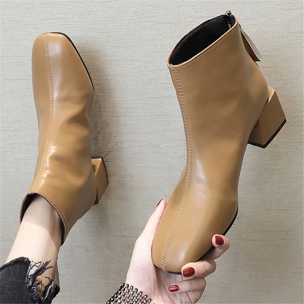 2021 winter women's brown low heel skin leather foot boots flat shoes ytd3, Black
2021 winter women's brown low heel skin leather foot boots flat shoes ytd3, Black