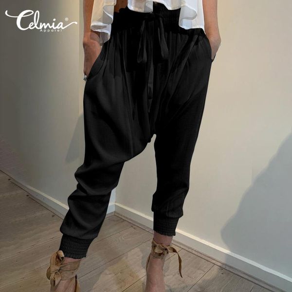 2020 plus size summer solid harem pants women celmia ladies elastic waist pockets long trousers casual elegant pantalon bottoms, Black;white 
2020 plus size summer solid harem pants women celmia ladies elastic waist pockets long trousers casual elegant pantalon bottoms, Black;white