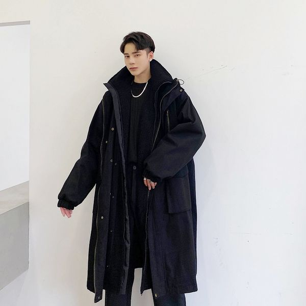 2020 parts masculine 2 lamb lining and trench long male jacket thicken streetwear coat 5a6x, Black
2020 parts masculine 2 lamb lining and trench long male jacket thicken streetwear coat 5a6x, Black