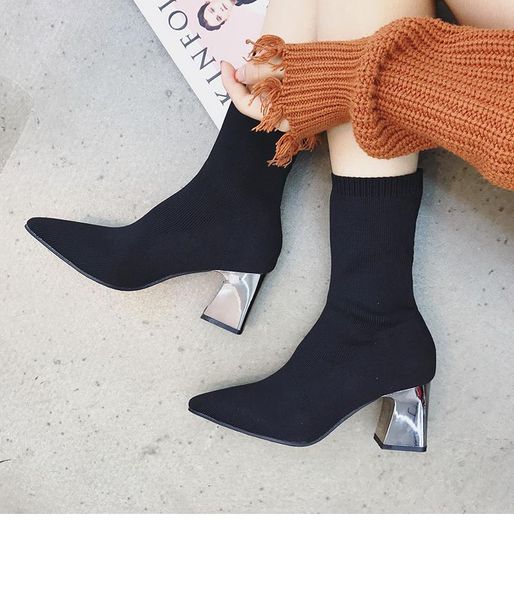 boots 2002 winter thick heels socks women stretch fabric elastic stilettos heel pointed toe ankle shoes woman boats, Black
boots 2002 winter thick heels socks women stretch fabric elastic stilettos heel pointed toe ankle shoes woman boats, Black