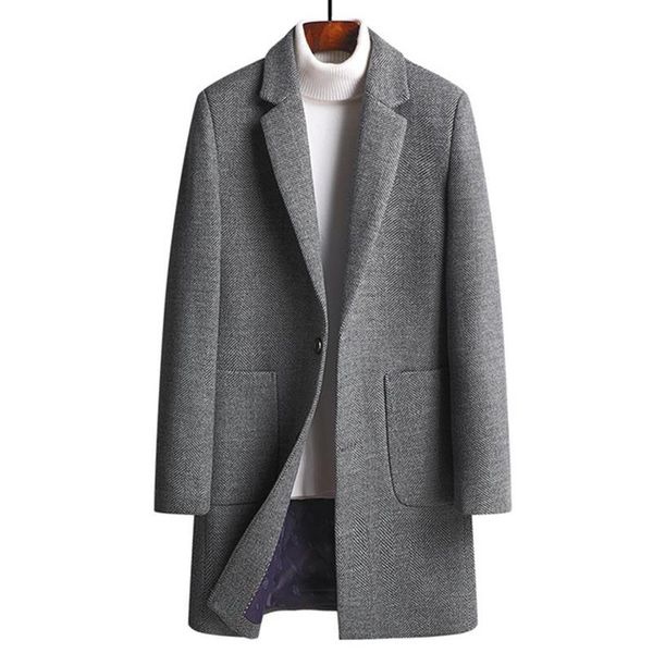 men's wool & blends autumn and winter woolen coat slim mid-length trench thick jacket, Black
men's wool & blends autumn and winter woolen coat slim mid-length trench thick jacket, Black
