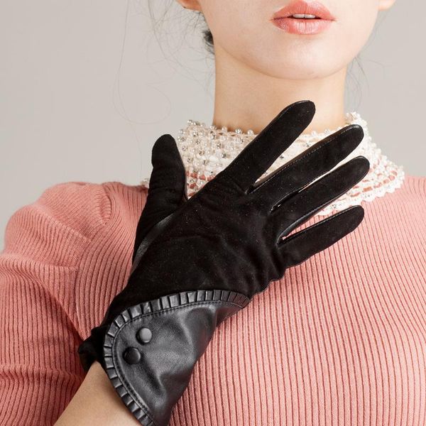 five fingers gloves winter genuine leather womens suede long lambskin lady driving warm women, Blue;gray
five fingers gloves winter genuine leather womens suede long lambskin lady driving warm women, Blue;gray