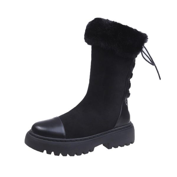 new arrivals winter boots mid suede square heel lace up plush warm leisure round toe non-slip undefined snow cotton boots, Black
new arrivals winter boots mid suede square heel lace up plush warm leisure round toe non-slip undefined snow cotton boots, Black