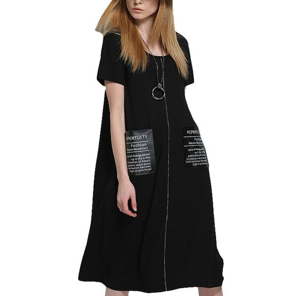 2020 plus size short sleeve fashion european womens casual long dresses zipper pockets ladies summer maxi dress black vestidos, Black;gray
2020 plus size short sleeve fashion european womens casual long dresses zipper pockets ladies summer maxi dress black vestidos, Black;gray