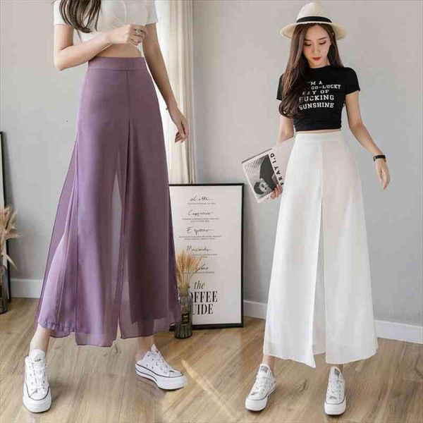 women pants womens chiffon summer high waist ankle culotte pantalones de mujer, Black;white
women pants womens chiffon summer high waist ankle culotte pantalones de mujer, Black;white