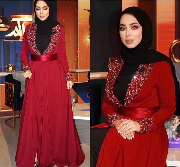 red stunning sequins beaded evening dresses long sleeves v neck arabic dubai kaftan abaya moroccan prom gowns chiffon a line vestidos, Black;red
red stunning sequins beaded evening dresses long sleeves v neck arabic dubai kaftan abaya moroccan prom gowns chiffon a line vestidos, Black;red