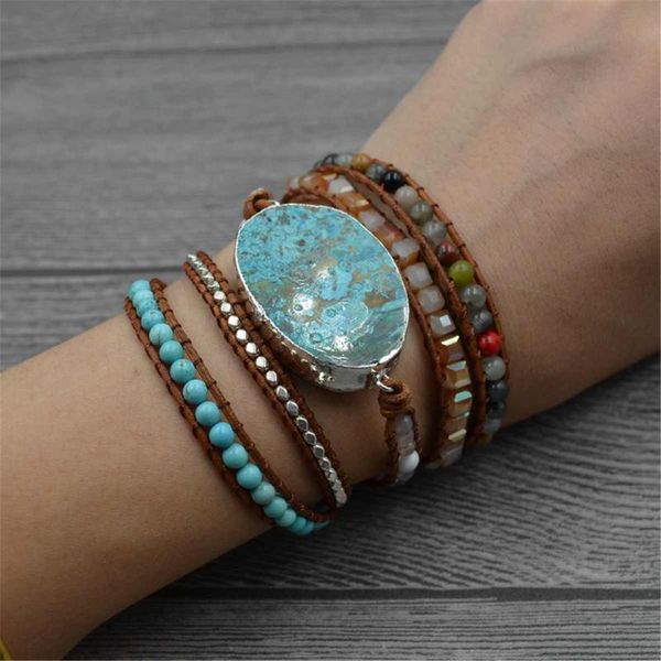 charm bracelets 95cm multicolor calm ocean stones bracelet handmade bohemian leather jewelry gift, Golden;silver
charm bracelets 95cm multicolor calm ocean stones bracelet handmade bohemian leather jewelry gift, Golden;silver
