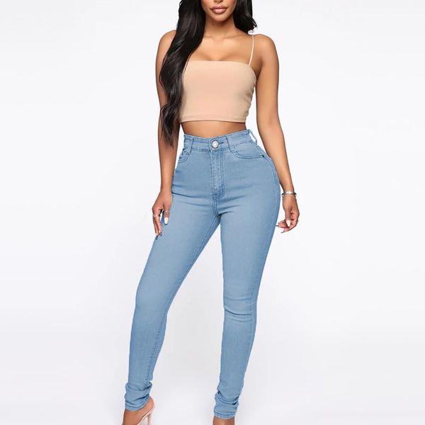 sagace women's skinny jeans fashion high waist plus size solid color pencil pants casual elastic plus size stretch denim jeans, Blue 
sagace women's skinny jeans fashion high waist plus size solid color pencil pants casual elastic plus size stretch denim jeans, Blue