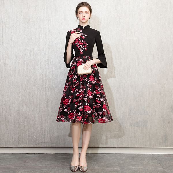 Robe de soiree New Chinese style elegant Tea-Length A-Line Formal Evening Dress with Lace Embroidered Party Prom Dresses, Picture color
Robe de soiree New Chinese style elegant Tea-Length A-Line Formal Evening Dress with Lace Embroidered Party Prom Dresses, Picture color