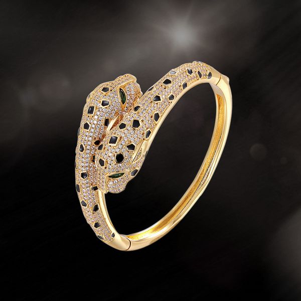 european and american power style personalized copper inlaid zircon double-headed leopard bracelet open popular luxury leopard print animal, Black
european and american power style personalized copper inlaid zircon double-headed leopard bracelet open popular luxury leopard print animal, Black