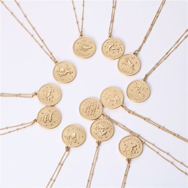 titanium steel gold plated 12 constellations cool wind design necklace gold coin relief guard collar chain sweater chain, Silver
titanium steel gold plated 12 constellations cool wind design necklace gold coin relief guard collar chain sweater chain, Silver