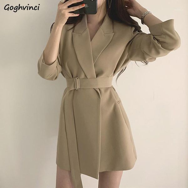 women blazers with belt slim solid notched british style fashion ulzzang temperament casual office lady classic outwear daily1, White;black
women blazers with belt slim solid notched british style fashion ulzzang temperament casual office lady classic outwear daily1, White;black