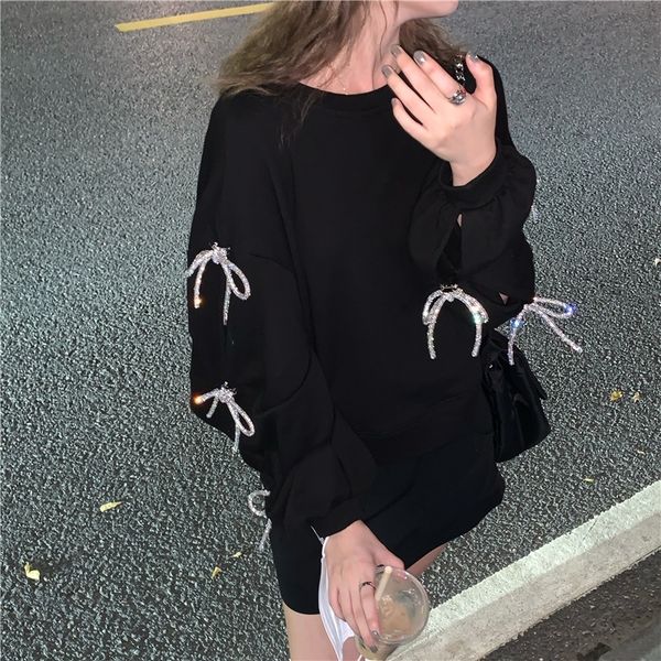 af2ih 2020 for autumn street women's clothing loose slimming rhinestone new blingbling fried bow butterfly sweaterrhinestone sweaterswe, Black
af2ih 2020 for autumn street women's clothing loose slimming rhinestone new blingbling fried bow butterfly sweaterrhinestone sweaterswe, Black