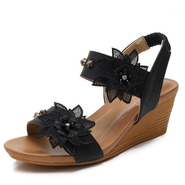 sandals summer women wedge heel shoes soft leather flower design ladies female large plus size 36-421, Black
sandals summer women wedge heel shoes soft leather flower design ladies female large plus size 36-421, Black