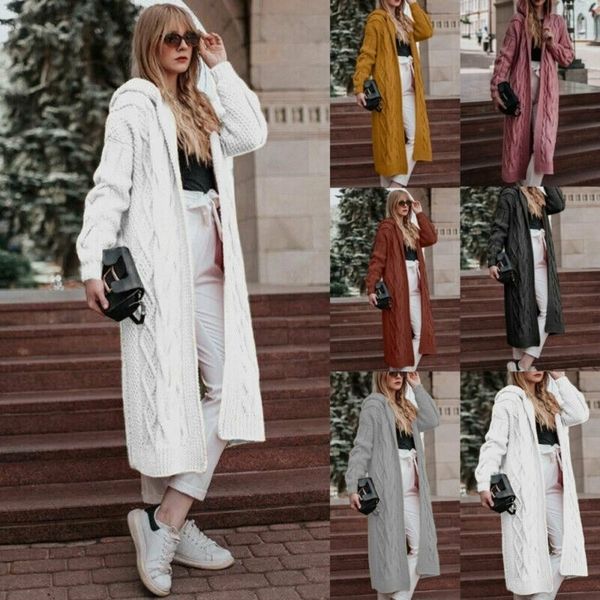 women`s casual knitted cardigan sleeve hooded sweater winter warm solid color long sweaters coat y200720, White;black
women`s casual knitted cardigan sleeve hooded sweater winter warm solid color long sweaters coat y200720, White;black