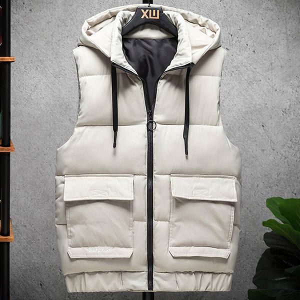 men's vests 2021 winter vest men casual waterproof warm hooded big pockets sleeveless coat beige grey black color plus size, Black;white
men's vests 2021 winter vest men casual waterproof warm hooded big pockets sleeveless coat beige grey black color plus size, Black;white
