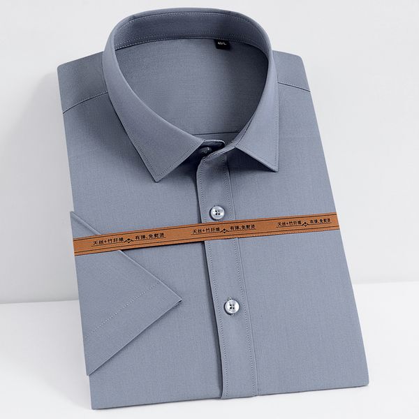 men's summer short sleeve bamboo fiber dress shirt pocket-less design standard-fit casual solid stretch thin easy care shirts 201026, White;black
men's summer short sleeve bamboo fiber dress shirt pocket-less design standard-fit casual solid stretch thin easy care shirts 201026, White;black
