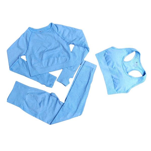 women seamless yoga clothing set, solid color long sleeve cropped + high waist tight long pants + bra, White;red
women seamless yoga clothing set, solid color long sleeve cropped + high waist tight long pants + bra, White;red