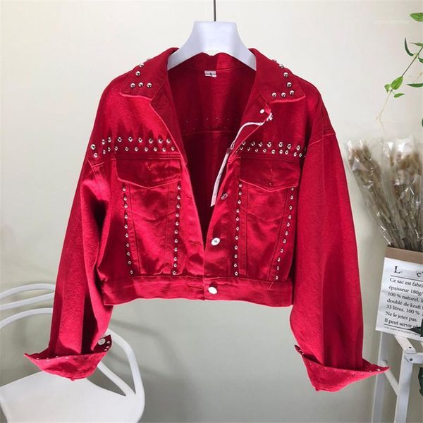 women's jackets spring autumn short women's heavy industry rivet slim long sleeve denim jacket bomber kobieta kurtka casual female, Black;brown
women's jackets spring autumn short women's heavy industry rivet slim long sleeve denim jacket bomber kobieta kurtka casual female, Black;brown
