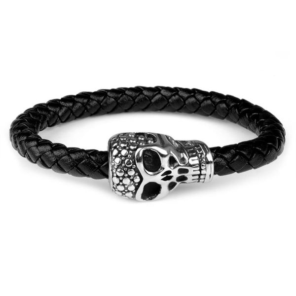 charm bracelets punk skeleton stainless steel magnet buckle bangles rock braided genuine leather for men gift, Golden;silver
charm bracelets punk skeleton stainless steel magnet buckle bangles rock braided genuine leather for men gift, Golden;silver