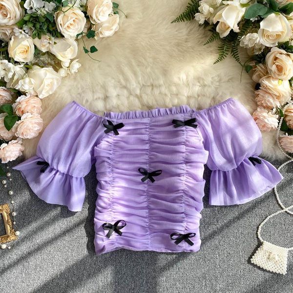 summer wear for women 2020 new sweet bow mesh pleated slim short sleeve slash neck blouse shirts m8291, White
summer wear for women 2020 new sweet bow mesh pleated slim short sleeve slash neck blouse shirts m8291, White