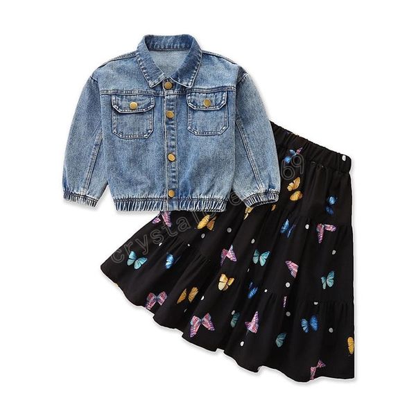kids clothing sets girls outfits children denim coat +butterfly print skirts 2pcs/set spring autumn fashion boutique baby clothes, White
kids clothing sets girls outfits children denim coat +butterfly print skirts 2pcs/set spring autumn fashion boutique baby clothes, White