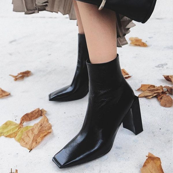 square toe ankle boots women zipper leather thick high heels botines mujer fashion party shoes women winter botas de mujer, Black
square toe ankle boots women zipper leather thick high heels botines mujer fashion party shoes women winter botas de mujer, Black