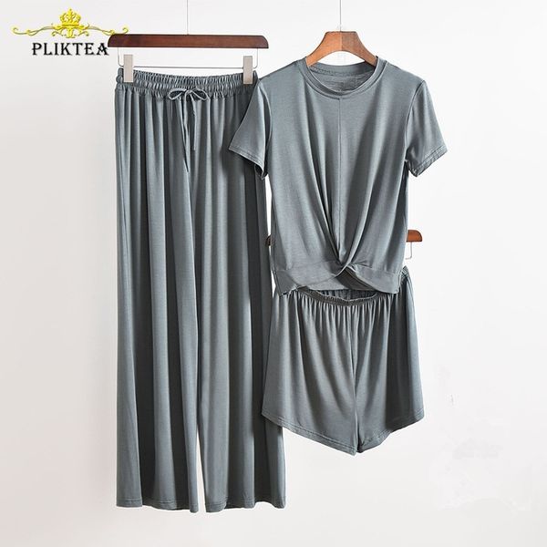 3 piece set gray home suit for women modal atoff home cloth loose women's pajamas set female homewear suit fall ladies sleepwear 201027, Black;red
3 piece set gray home suit for women modal atoff home cloth loose women's pajamas set female homewear suit fall ladies sleepwear 201027, Black;red