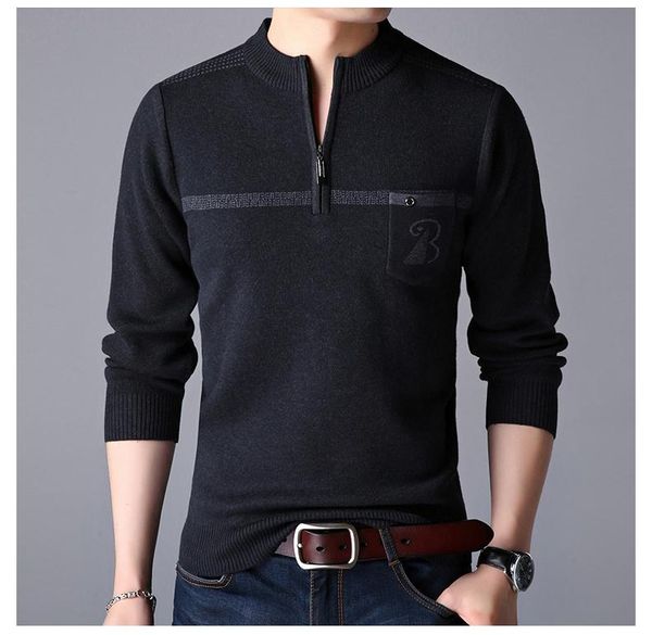 men's sweaters solid color sweater autumn and winter middle-aged dad casual loose men, White;black
men's sweaters solid color sweater autumn and winter middle-aged dad casual loose men, White;black