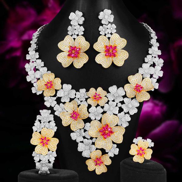 luxury 4pcs african women wedding flowers jewelry sets luxury cubic zircon crystal cz engagement dubai bridal jewelry sets, Silver
luxury 4pcs african women wedding flowers jewelry sets luxury cubic zircon crystal cz engagement dubai bridal jewelry sets, Silver