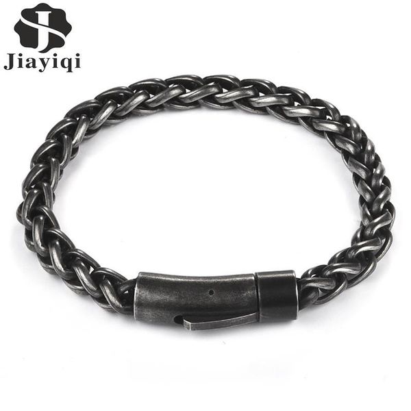 link, chain jiayiqi black vintage punk bracelet men jewelry stainless steel clasp wheat link wristband rock hip hop cool male gift accessory
link, chain jiayiqi black vintage punk bracelet men jewelry stainless steel clasp wheat link wristband rock hip hop cool male gift accessory