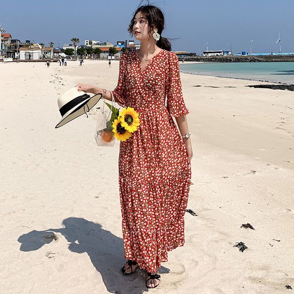 casual dresses summer women floral print maxi fairy dress elegant boho vacation tropical long beach vintage korean runway, Black;gray
casual dresses summer women floral print maxi fairy dress elegant boho vacation tropical long beach vintage korean runway, Black;gray