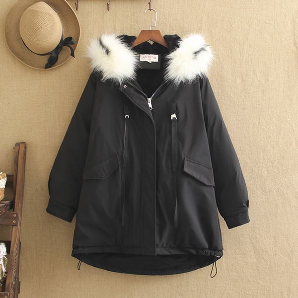 large size cotton down korean version of loose 2019 winter women's jacket in the long s, Black
large size cotton down korean version of loose 2019 winter women's jacket in the long s, Black
